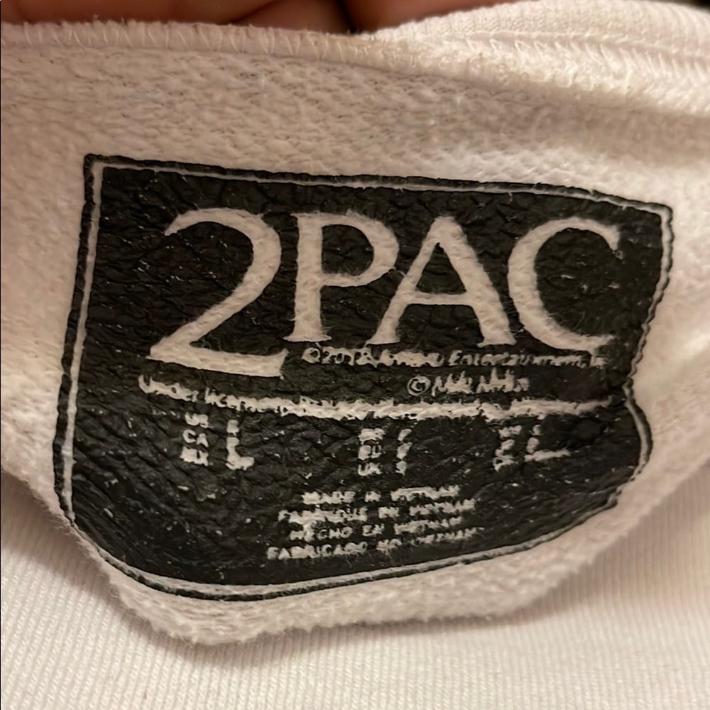 Men's White Graphic Tupac Shakur Sweater White/Black Long Sleeve REFER 2 STAIN - Picture 3 of 10